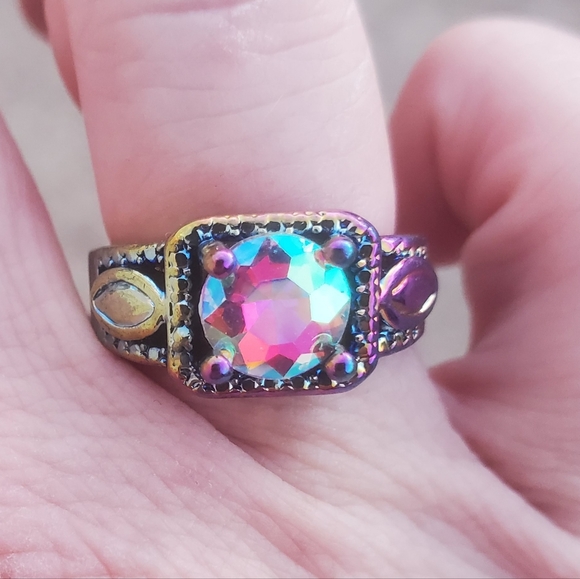 New Aurora Borealis Rainbow Hematite Ring. - Picture 2 of 13